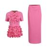 French Elegant Style Suit Irregular Three-dimensional Flower Top + Temperament Hip Skirt Women's