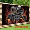 2D Plane, 1 Motorcycle Rider Party Banner - Large Riding or Death Skull and Motorcycle Couple Wall decorationDJH