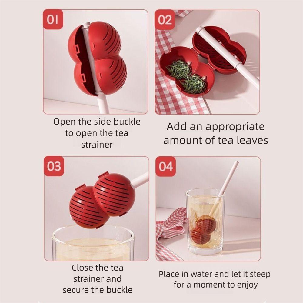 2Pcs Tanghulu Shape Tea Leaf Filter with Straws Funny Tea Maker Durable Teapot Sieve  Kitchen