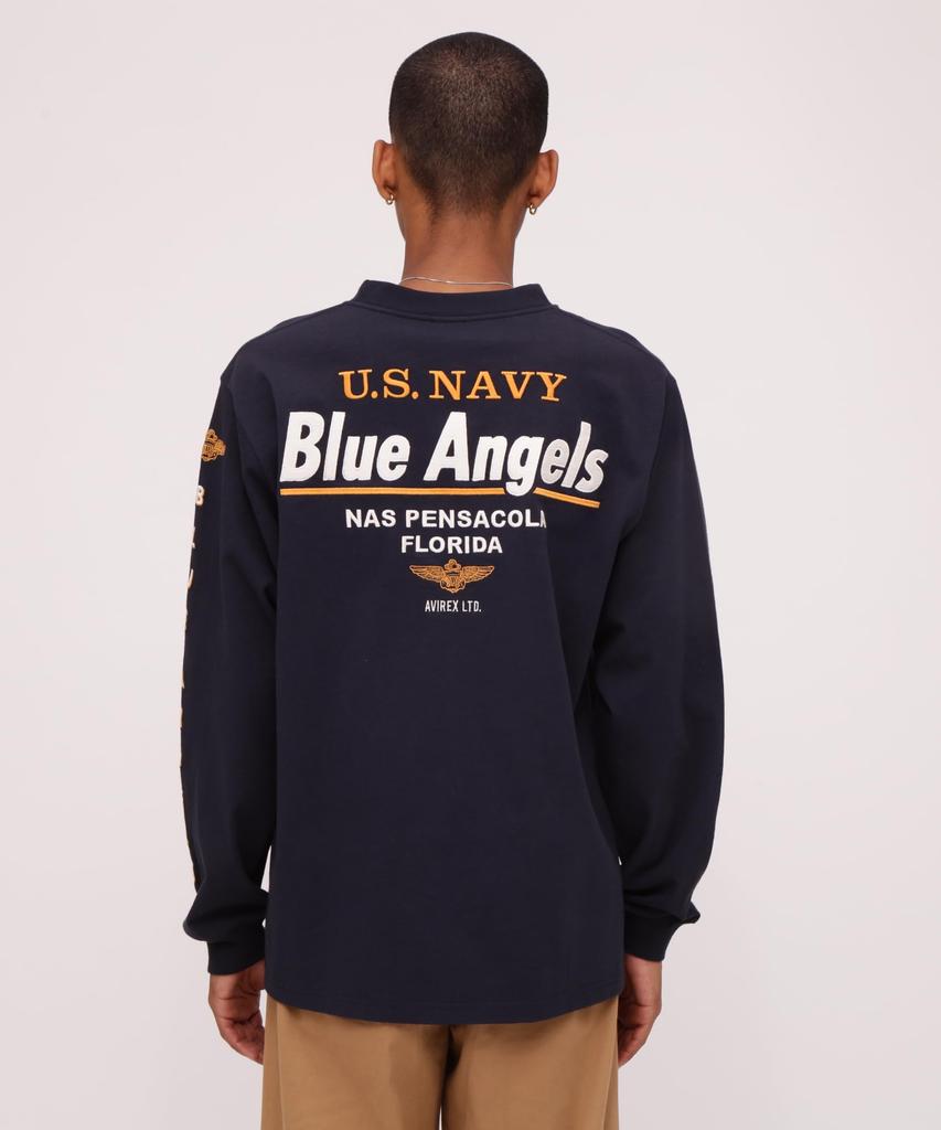 Avirex Long Sleeve Embroidery The Blue Angels Large 120 Navy T-Shirt / 783-4130010 Men's