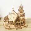 Hallisun 3D Wooden Puzzle DIY Retro Cottage Villa House with LED Light Model Assembly Kit 3D Puzzle Brain Teaser Hobby Game Toy for Adults DIY