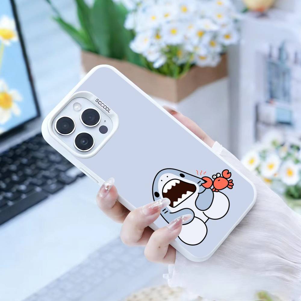 

Cute Shark Phone Case For iPhone 17,16,15,14,13,12,Pro MAX Black Matte Shockproof Cover iPhone13PRO