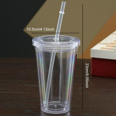 1pc  Transparent and Minimalist Water Cup with Straw, Reusable, Used for DIY Smoothie Cups for Coffee, Milk, and Beverages