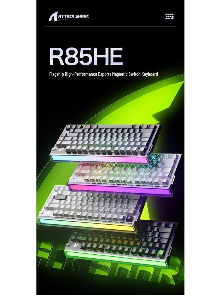 Teclado Mecánico con Cable RGB Esports ATTACKSHARK R85HE con Caja de Luz y Baja Latencia