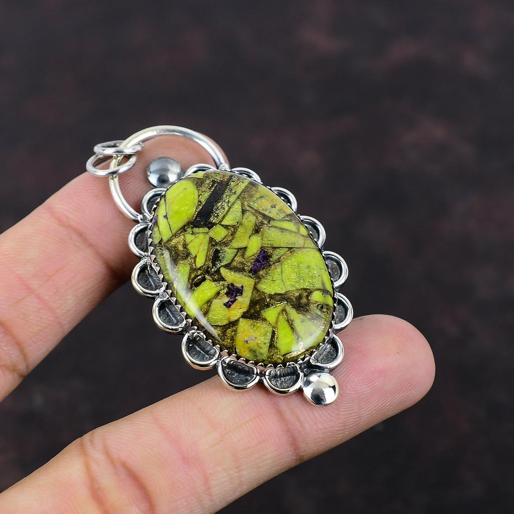 Copper Stichtite Pendant 925 Sterling Silver Pendant Genuine Gemstone Pendant Elegant Jewelry Handmade Ethnic Style Pendant Gift For Women