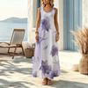 Floral Sleeveless Maxi Dress,Loose Fit Lightweight Elegant Summer Outfit for Picnic,Vacation,Travel Photos