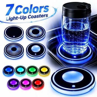 Posavasos Iluminado Inteligente para Coche 7 Colores Luz Ambiental Decoración de Vehículo