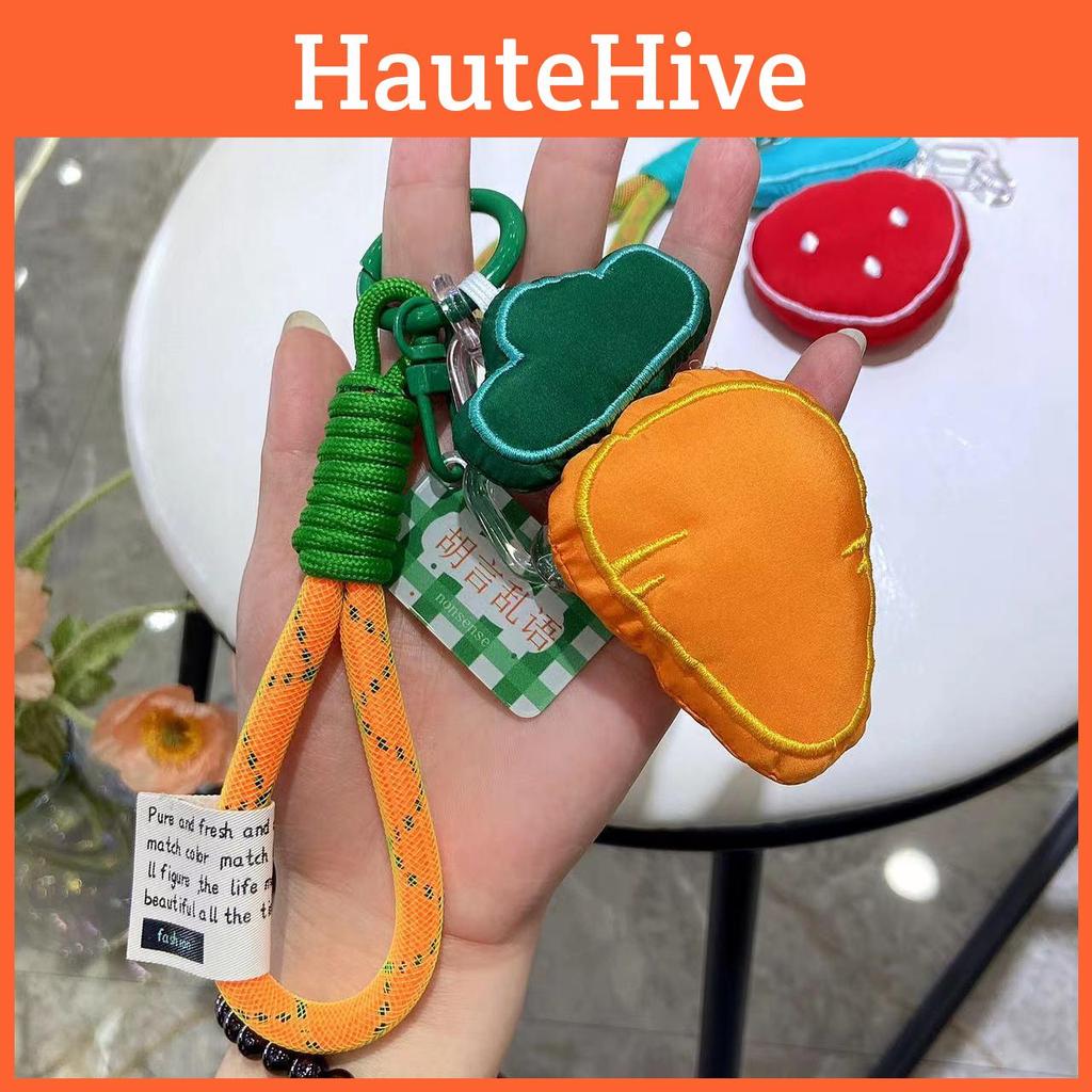 Fabric Keychain Stylish With Strawberry And Carrot Design Ideal For Everyday Use