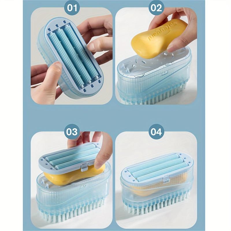 Soap Foaming Box Laundry Brush 2-In-1 with Roller No-Hand Scrub Shoe Brush Multifunctional Soap Drain Storage Box