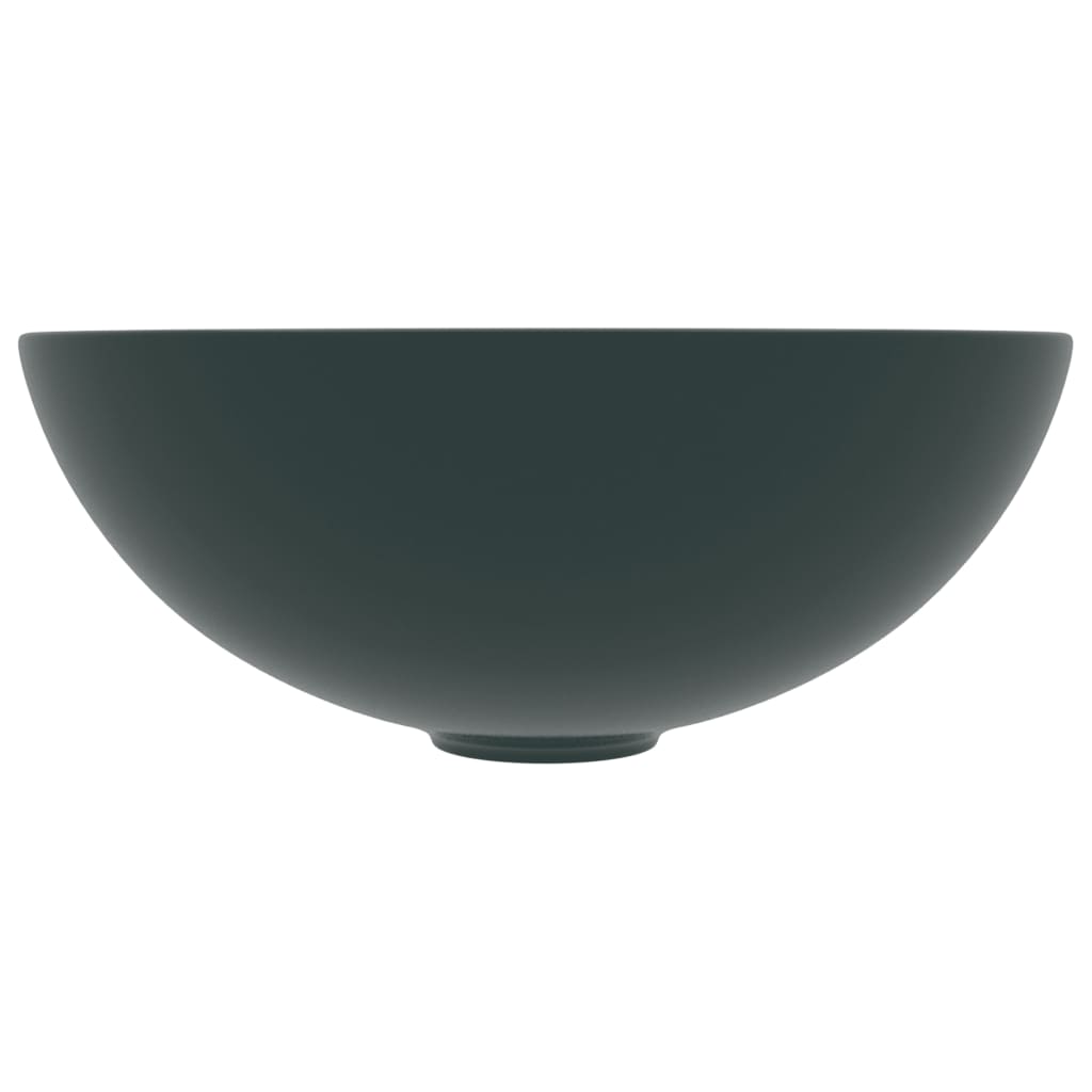Ceramic Wash Basin Dark Green Round