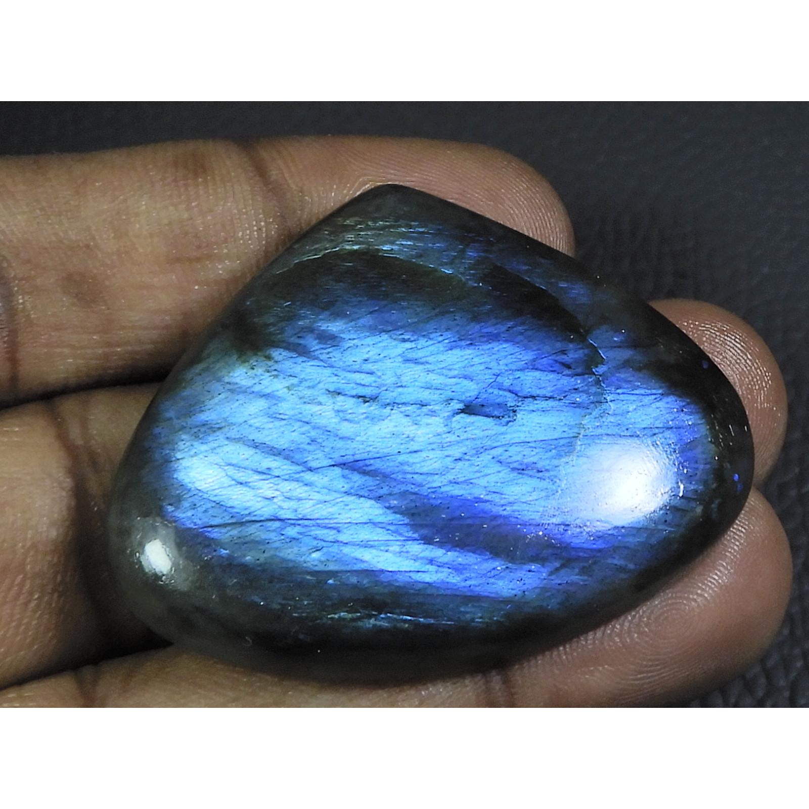 

122Cts.Natural Labradorite Blue Fire Pear Cabochon Loose Gemstone 36X47X09MM B-21
