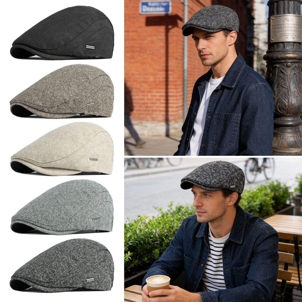 Fashion Winter Beret Hat Thick Warm Casual Newsboy Hat Soft Retro Leisure Visor Cap Men Women