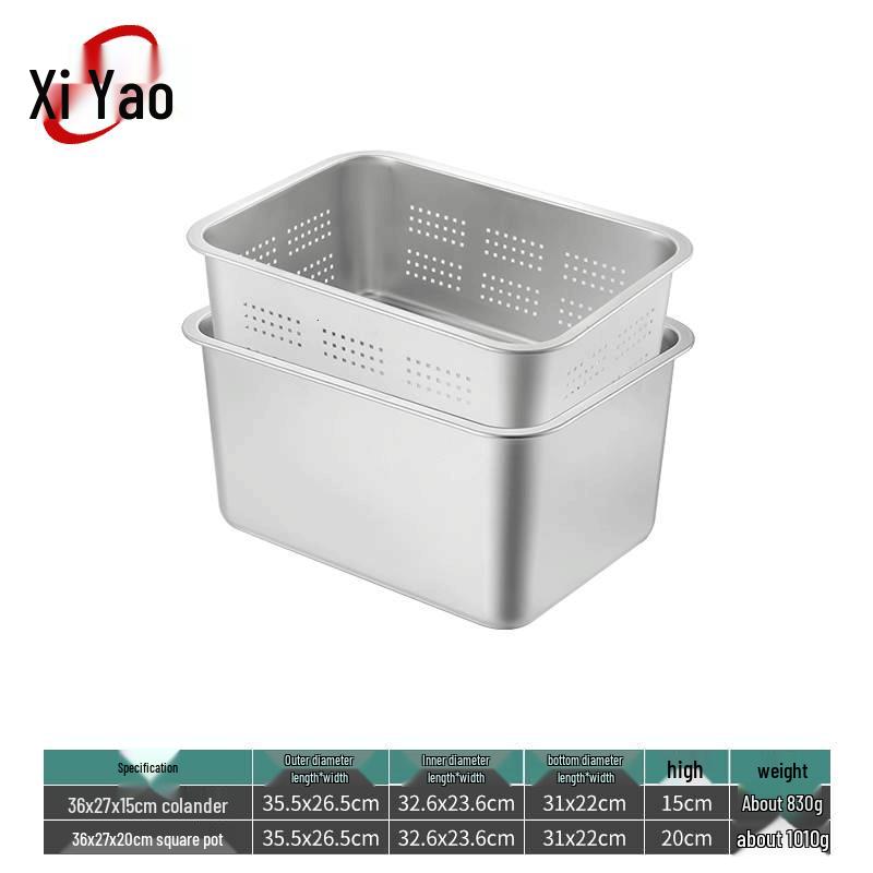 Xiyao 304 Stainless Steel Deep Square Drainer Basin Set