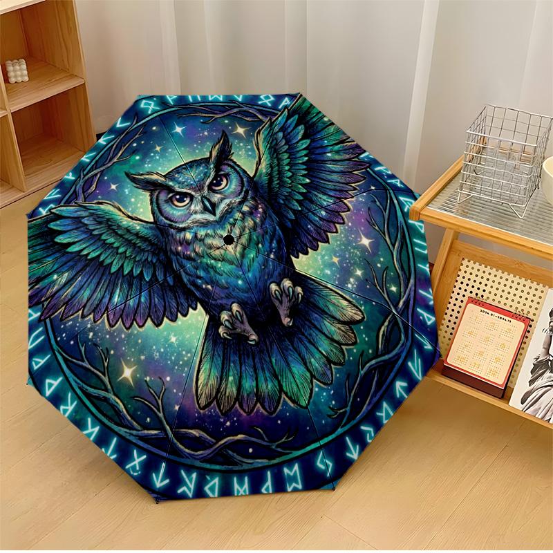 

Mystic Owl with Moons (3) Printed umbrella windproof folding umbrella portable sun and rain umbrella suitable for gifting