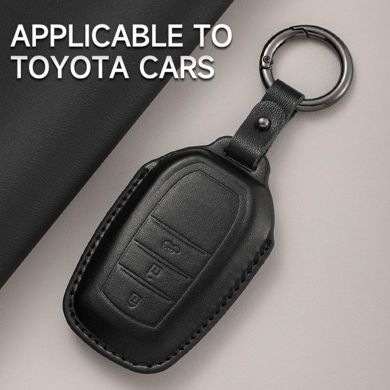 Genuine Leather Car Key Case Cover Key Bag For 7HES Crown Hilux Prius Camry Corolla CHR C-HR RAV4 Land Protect Set Accessories HGL3