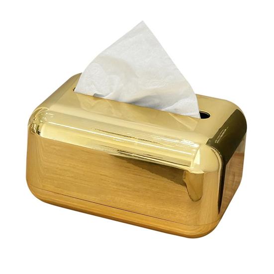 Tissue Box with Large Opening Mirror Surface Holder Anti-Slip Bottom Tissue Container for Living Room Coffee Table C