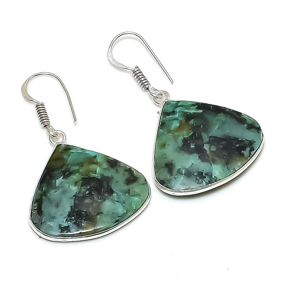 

Natural Chrysocolla Gemstone 925 Sterling Silver Jewelry Earring 1.69 G6h24