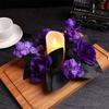 Purple Artificial Rose Flowers Realistic Halloween Candle Rings Table Arrangement