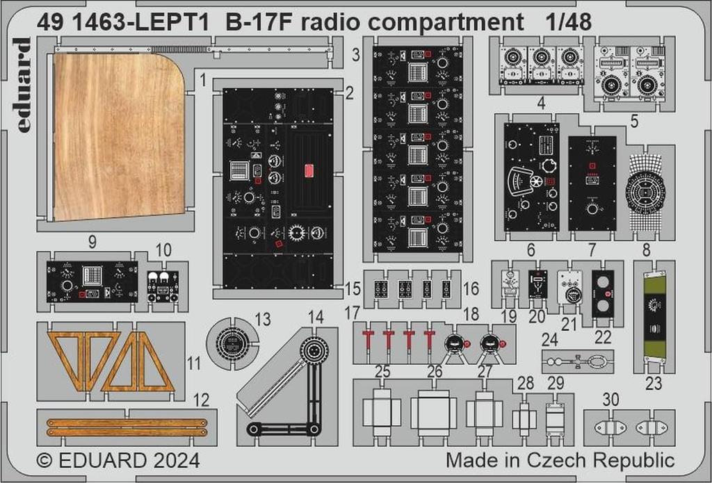 Eduard 1/48 Scale B-17F Radio Compartment Interior Etching Parts (for Eduard) Plastic Model Kit Parts EDU491463