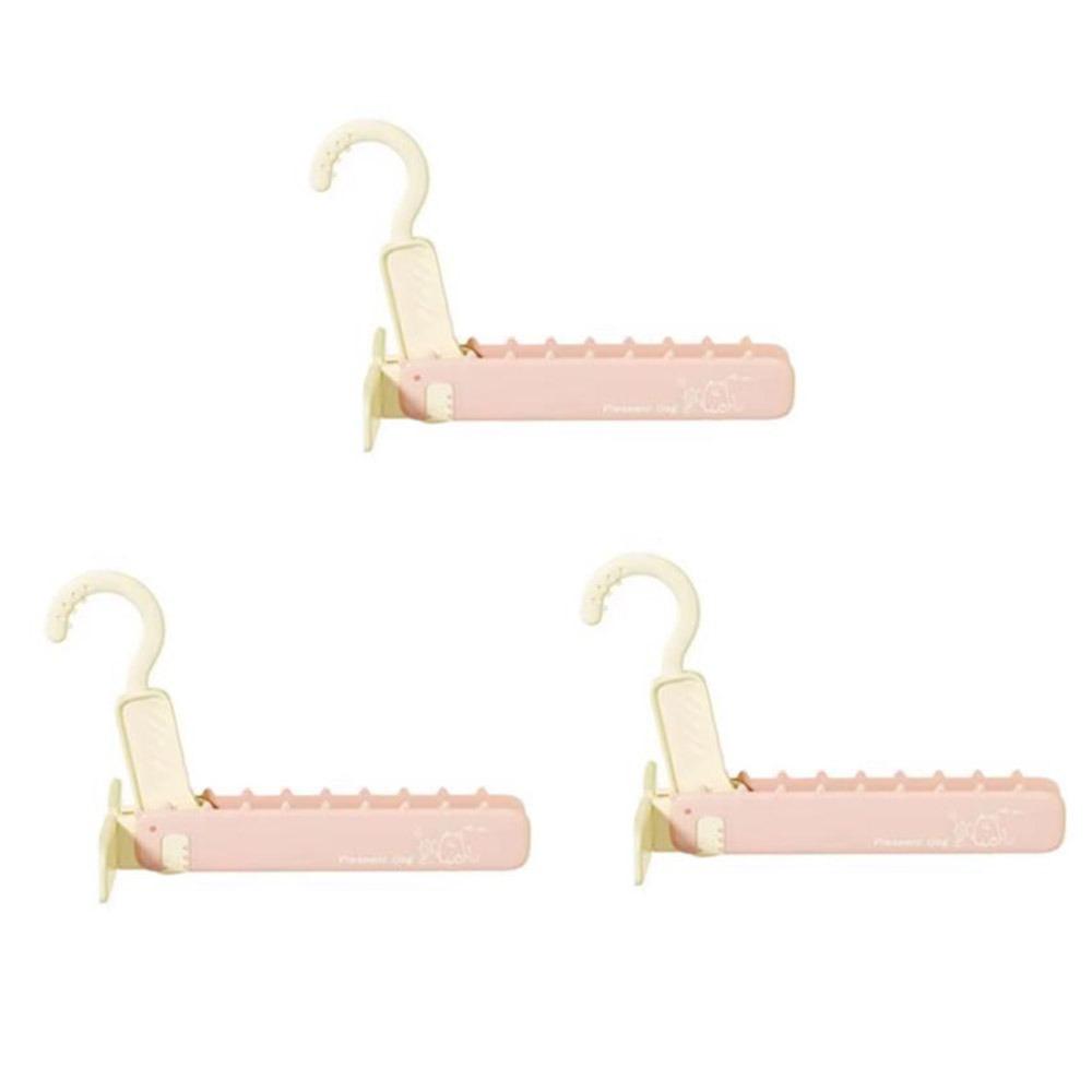 

3Pcs Cartoon Design Foldable Travel Hanger Plastic Clothes Hanger Dinosaur Folding Hanger Hotel розовый