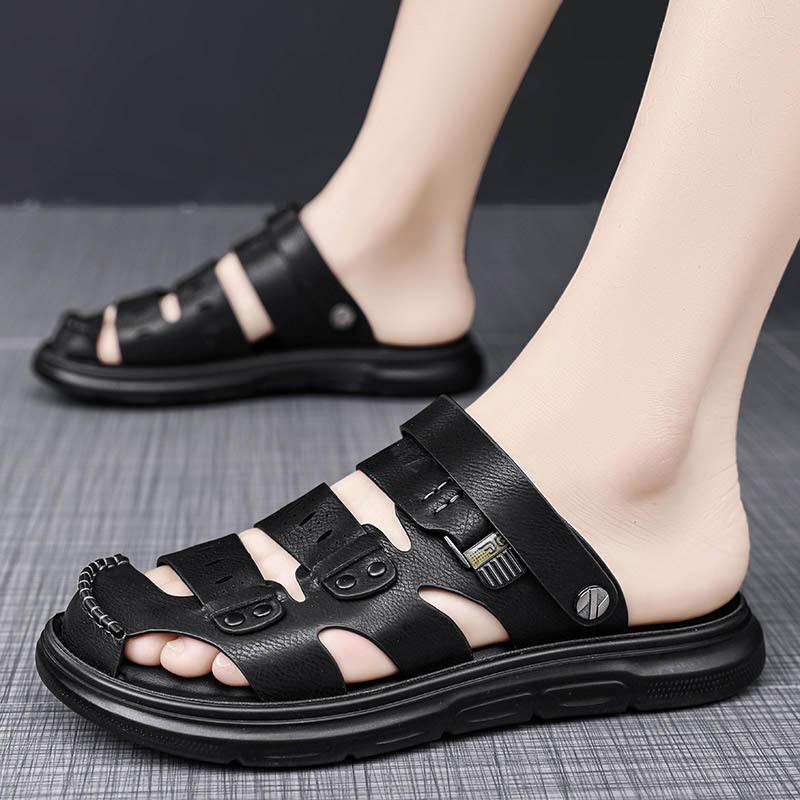 Men's sandals summer new fashion trend versatile personality platform two wear bag head slippers travel beach sandals