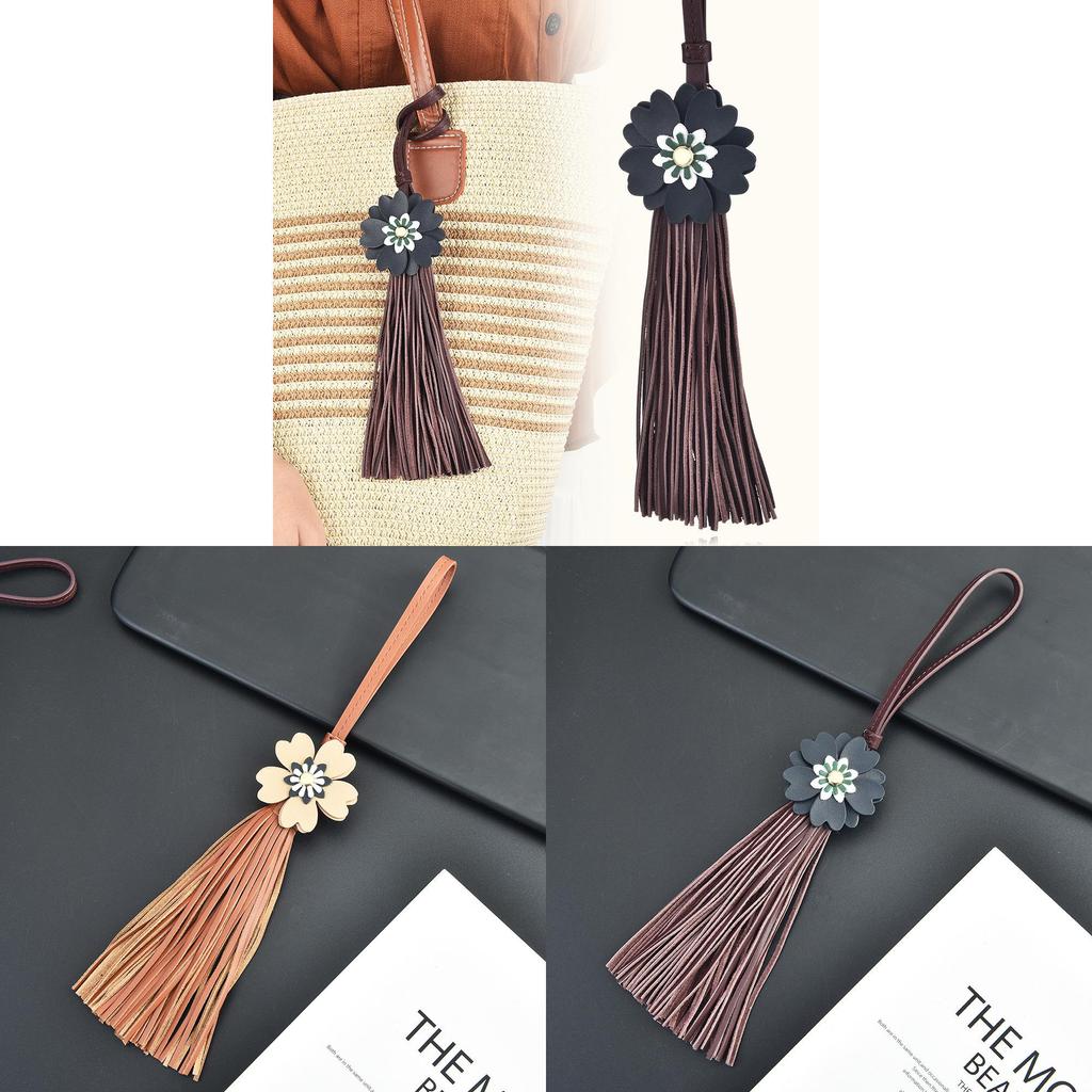 Minimalist Flower Keychain Woven Bag Charm With Faux Leather For Women