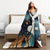 Ganzjahres-Kuschel-Flanell-Decke mit Sternenhimmel & Mond-Design - Weich, Maschinenwaschbar, Perfekt zum Nickerchen, Sofa, Bett oder Unterwegs
