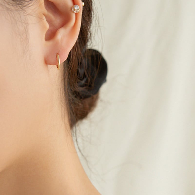 LUNNE 14k Cube Ball Cubic Piercing (1mm thick) (14k gold) c06