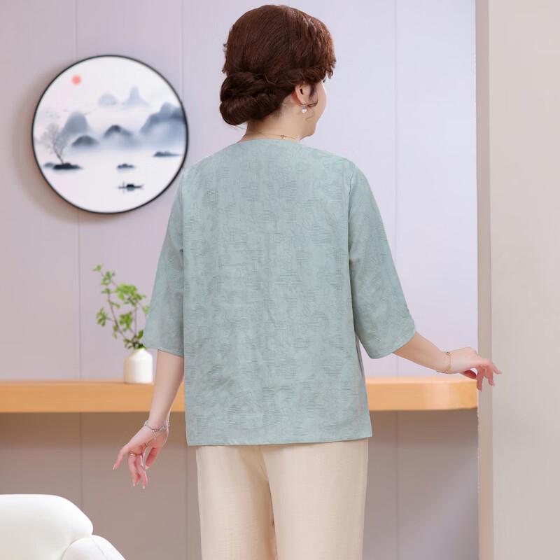 Langsha Women's Plus Size Embroidered Cotton Linen T-Shirt & Set