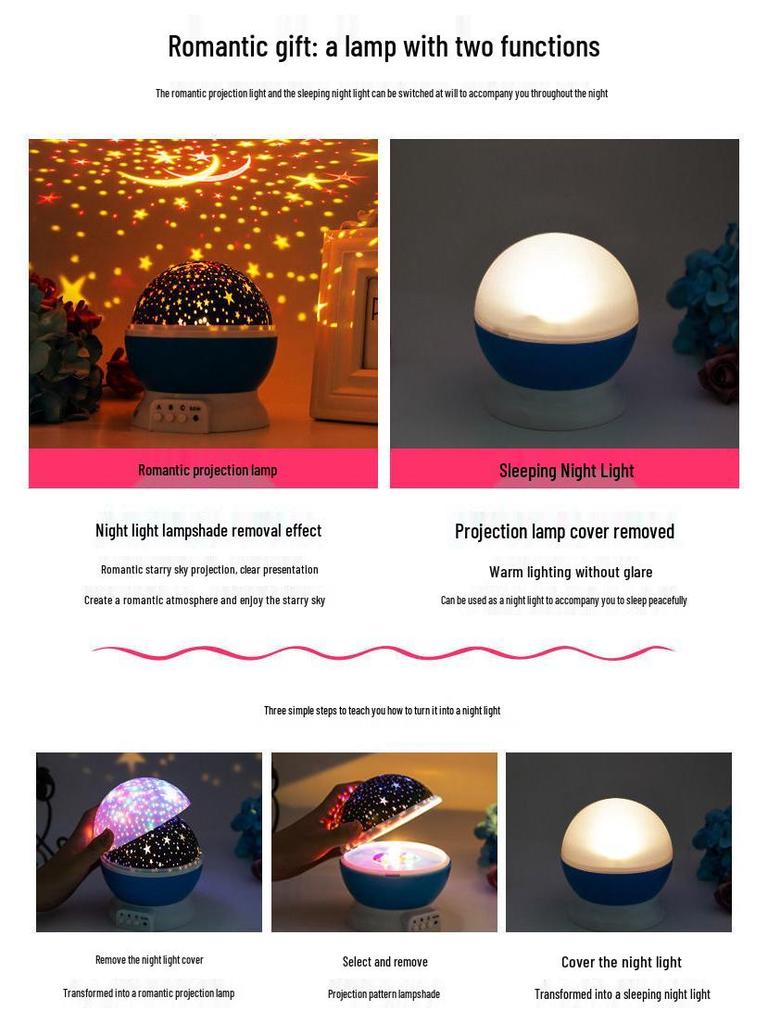 LED Dreamy Rotating Starry Projection Night Light Lamp