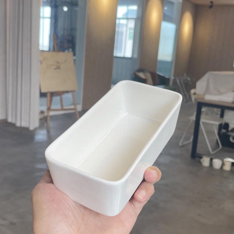White Ceramic Rectangular Serving Bowl