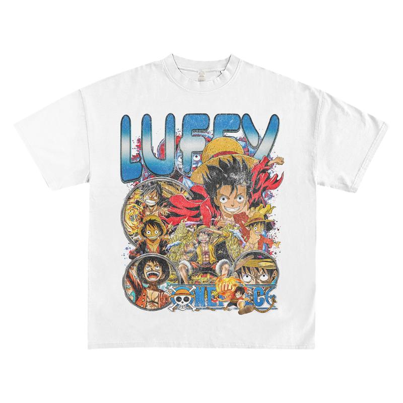One Piece Monkey D Luffy Forms Collage Hyper Pop Art TShirt Men Women Cotton Anime Graphic Tee Trendy Oversized Casual Top