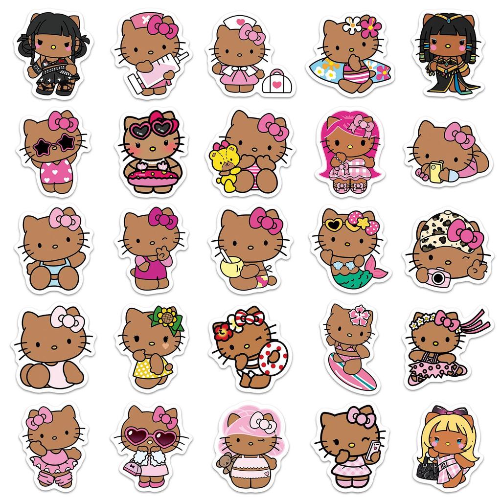 50 Black Cartoon Cat Stickers: Personalized Decorative Stickers for Notebooks, Skateboards, Scooters, and Refrigerators.