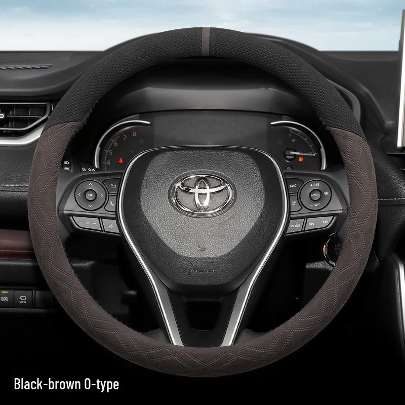 Suede Steering Wheel Cover for Toyota Prado, Camry (6th & 7th Gen), Reiz, Land Cruiser, and Land Cruiser Prado