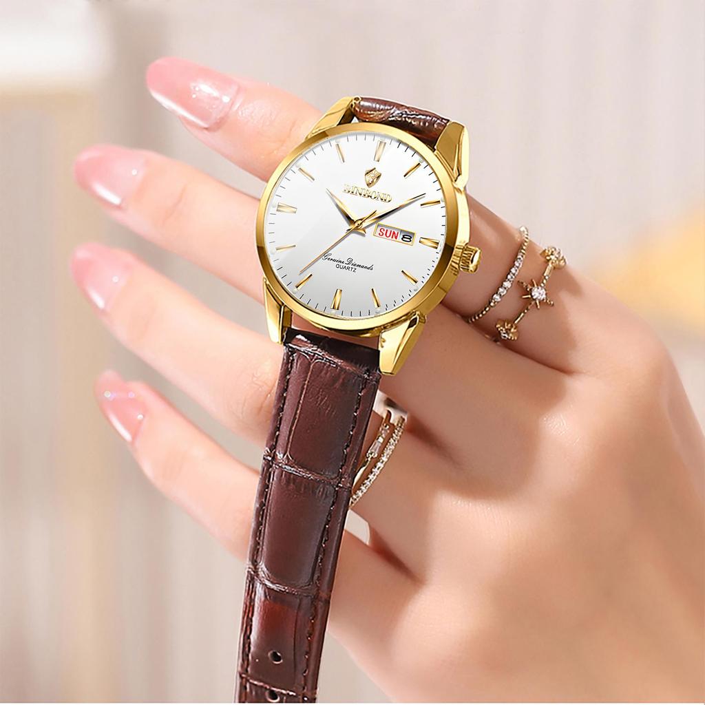 BINBOND Waterproof Couple Watches with Double Calendar - Women's Model