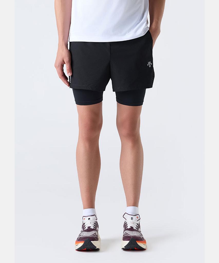 DESCENTE Running Ventilation 2-In-1 4-Inch Shorts Black (Sq323Rhp72)