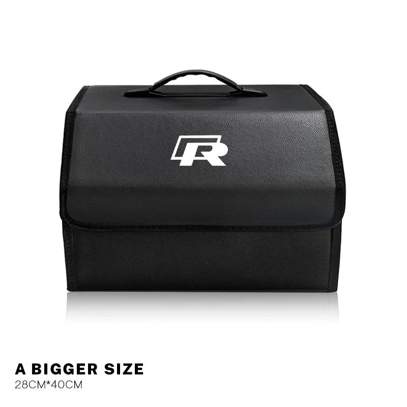 Car Trunk Storage Box Leather Sundries Organizer Travel Bag For VW R Line GTI Polo Golf Passat CC Tiguan Arteon Touareg Scirocco