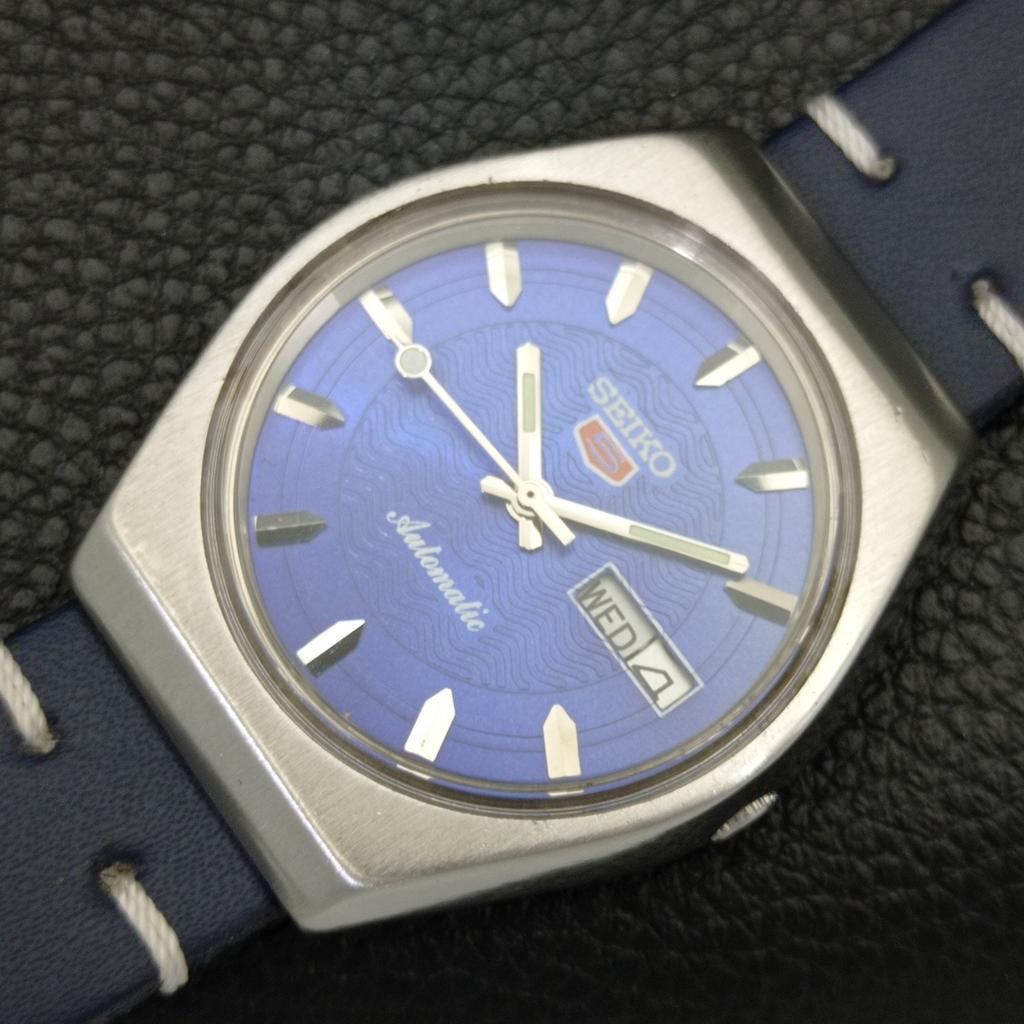 VINTAGE SEIKO 5 AUTOMATIC 6349A JAPAN MENS BLUE COLOR DIAL WATCH a701270-5 R206a-a701270