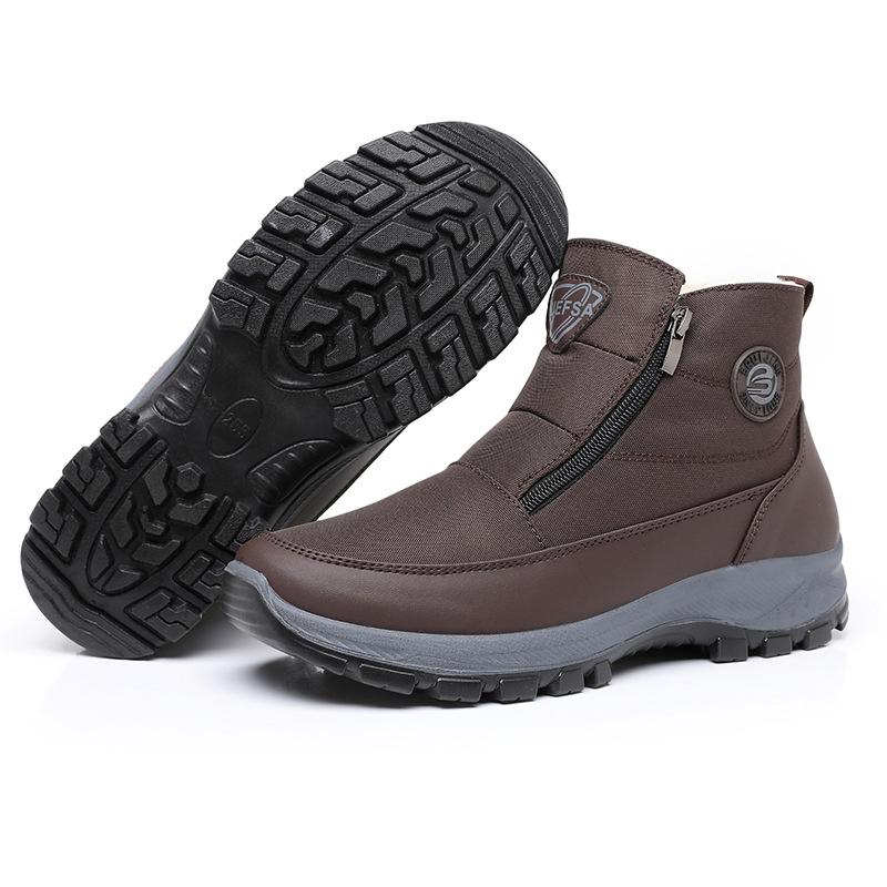 Herren Winter Warme Schneestiefel mit Reißverschluss Rutschfeste Stiefeletten mit Kunstfellfutter Bequeme Arbeitssneaker Lässige Walking Kurzstiefel Schuhe für Herren