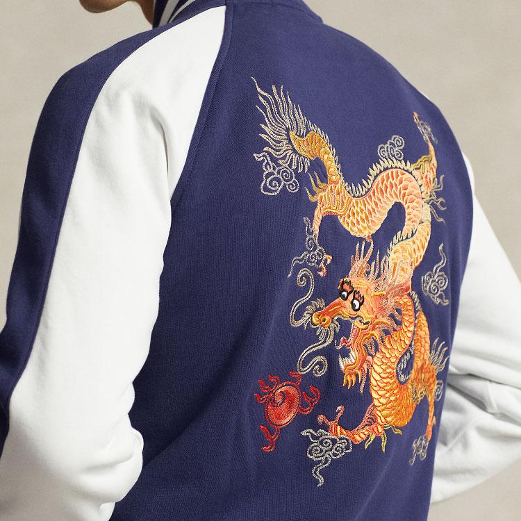 Polo Ralph Lauren Color Block Logo Dragon Embroidery Single Breasted Jacket Men jackets Blue MNPOKNI16823348-400