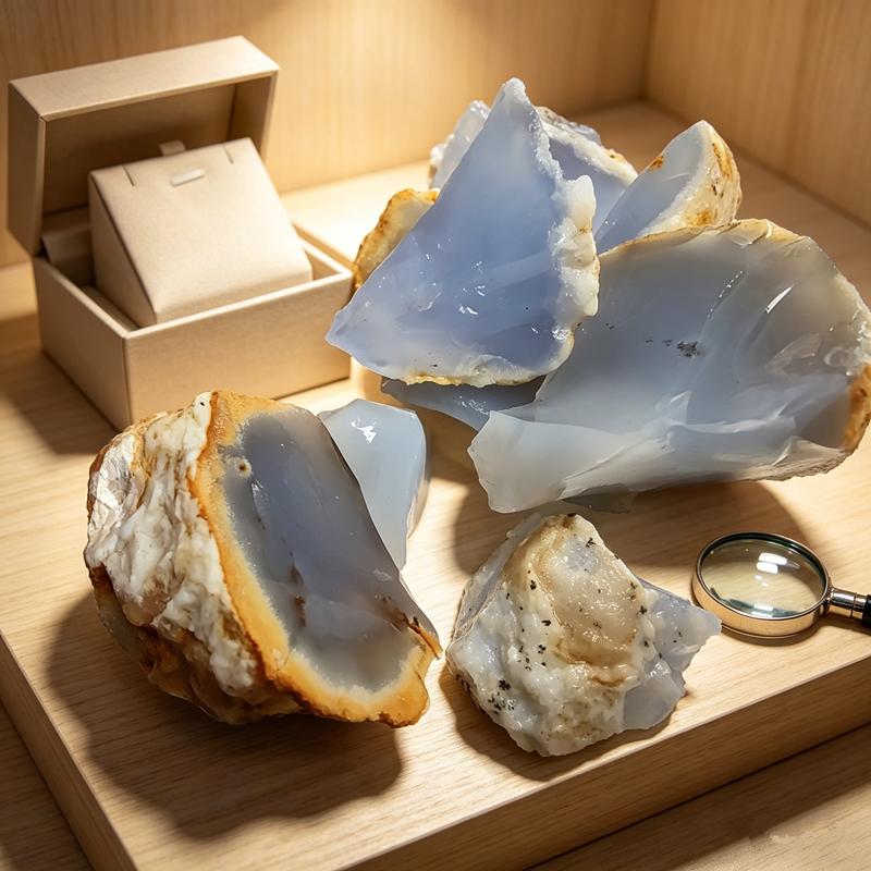 90-100g Natural Blue Chalcedony Stone Rough Agate Mineral Specimen For Jewelry Making DIY Bracelets Home Decoration Stone