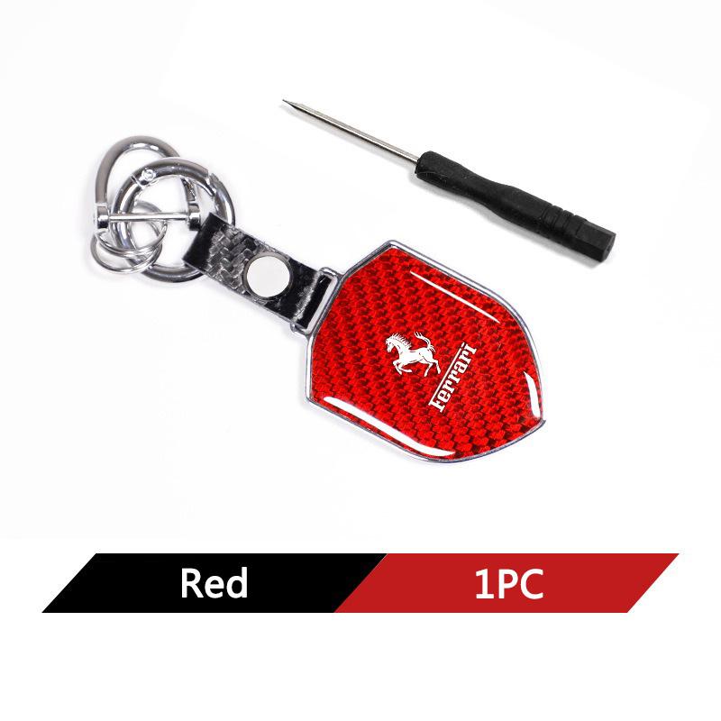 Carbon Fiber Matel Car Logo Keychain Keyring Key Chain Accessories for Ferrari Roma 488 SF90 Stradale Spider Portofino LaFerrari