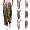 Damen Freizeithose mit Blätterdruck, Jogginghose mit Kordelzug, elastischem Bund und schmal zulaufendem Bein