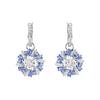 Swarovski Bloem Hanger Zirkonia Rhodium Plated Imitatie Kristal Oorbellen Dames oorbellen Blauw 5680016