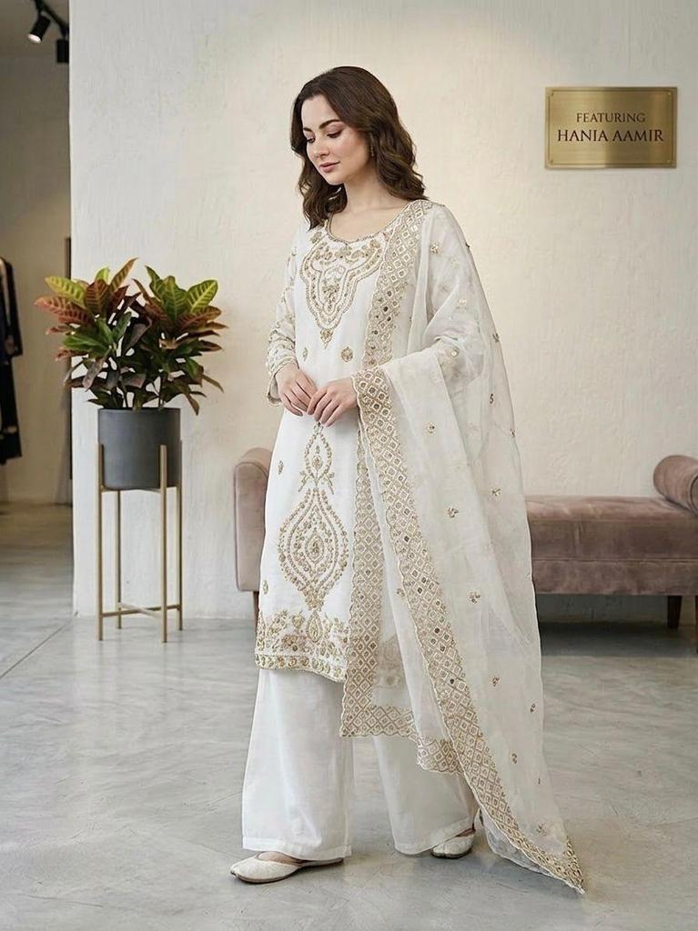 Ensemble Salwar Kameez Palazzo Dupatta Bollywood pour Femme Designer Indien Ethnique Fantaisie Soie Salwar Suit