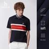 HAZZYS Men's Summer Color Block Striped Anti-bacterial Short Sleeve T-shirt