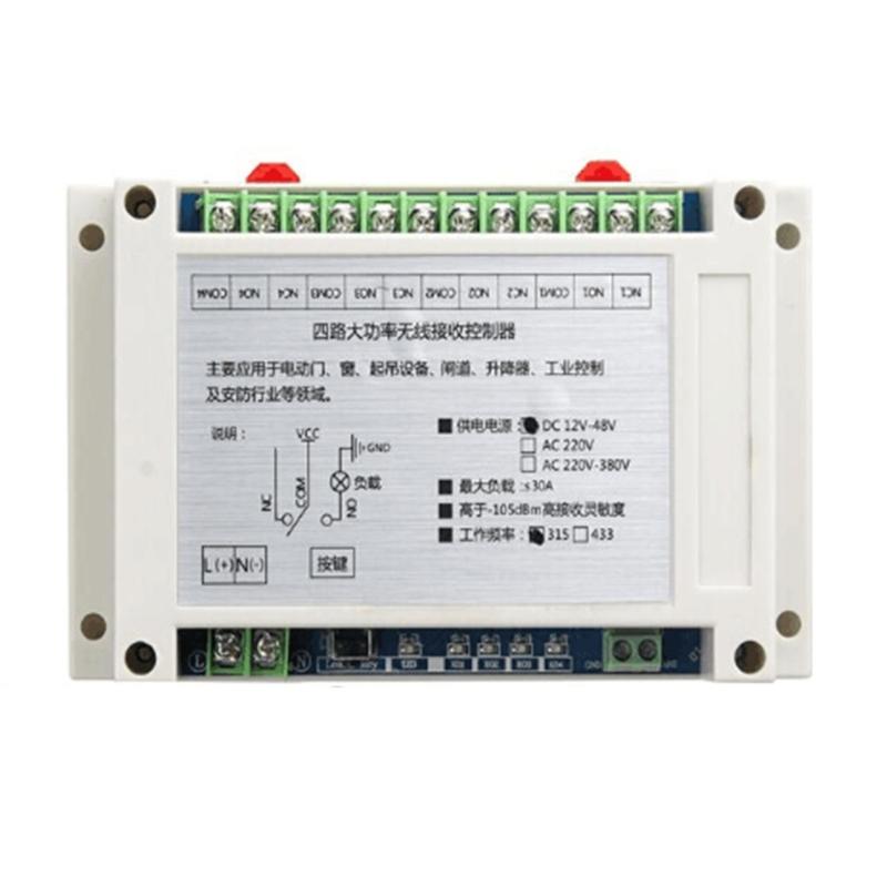 315Mhz 433Mhz DC 12V-48V 4CH Relay Module Receiver 1527code Wireless Remote Control Switch for DC Motor DIY