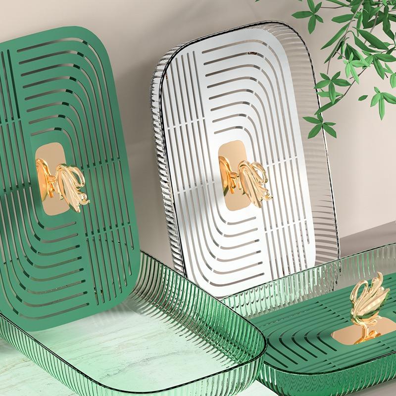 Kreativer Tablett-Organizer Küche Badezimmer Kosmetikaufbewahrung Zuhause Wohnzimmer Tablett Rechteckiges Tee-Obsttablett Desktop-Aufbewahrung