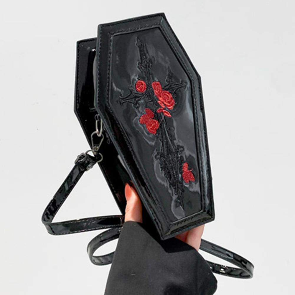 Women Coffin Satchel Purse Novelty Gothic Crossbody Bag Versatile Rose Crossbody Pouch Gothic Coin Purse Halloween Gift