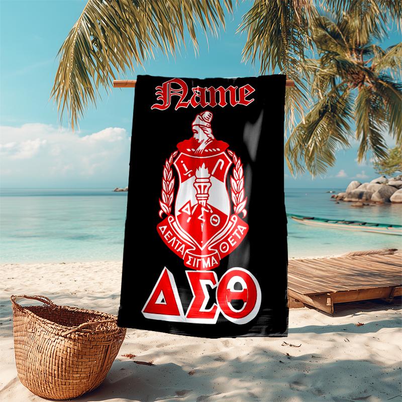 Personalized customized proof beach towel with Delta Sigma Theta pattern - soft, absorbent, quick-drying, perfect swimming, camping&bathing